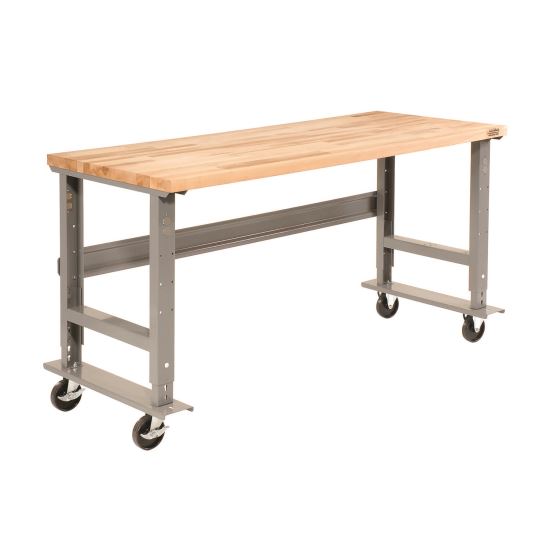 Light Duty Butcher Block Top Adjustable Height Workbench, 800 lbs, 48 x 30 x 36 to 43, Gray1