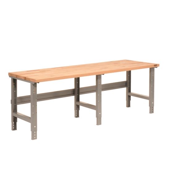 Standard Duty Butcher Block Top Adj Height Workbench, 2,000 lbs, 96 x 36 x 30.88 to 36.88, Maple/Gray1