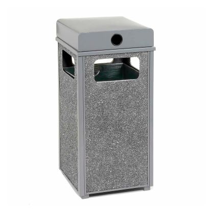 Stone Panel All Weather Trash Receptacle Urn, 24 gal, Steel, Gray1