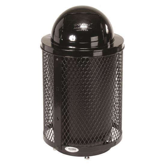 Outdoor Diamond Steel Trash Can with Base, 36 gal, Black1