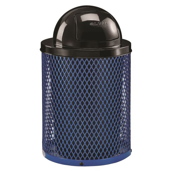 Outdoor Diamond Steel Trash Can, 36 gal, Dome Lid, Blue1