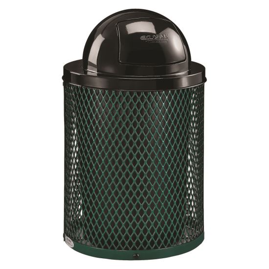 Outdoor Diamond Steel Trash Can, 36 gal, Dome Lid, Green1