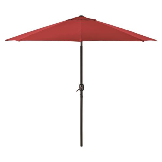 Outdoor Umbrella with Tilt Mechanism, 102" Span, 94" Long, Red Canopy, Black Handle1