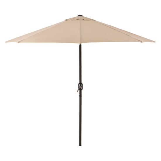 Outdoor Umbrella with Tilt Mechanism, 102" Span, 94" Long, Tan Canopy, Black Handle1