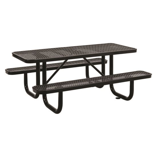 Expanded Steel Picnic Table, Rectangular, 72 x 62 x 29.5, Black Top, Black Base/Legs1