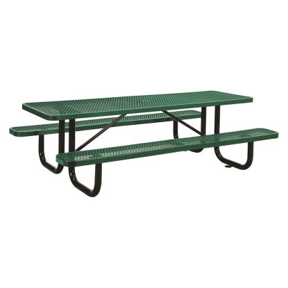 Expanded Steel Picnic Table, Rectangular, 96 x 62 x 29.5, Green Top, Green Base/Legs1