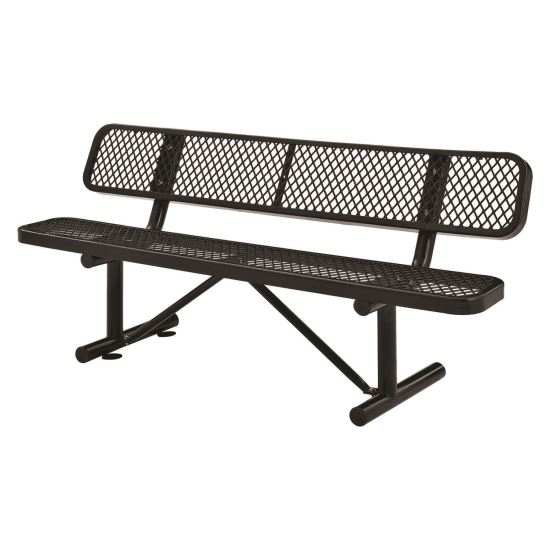 Expanded Steel Bench With Back, 72 x 24 x 33, Black1