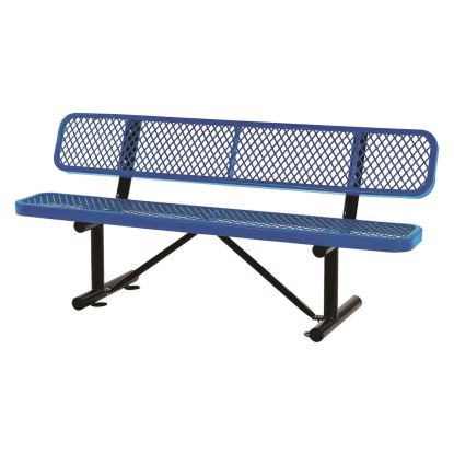 Expanded Steel Bench With Back, 72 x 24 x 33, Blue1