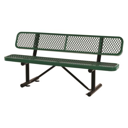 Expanded Steel Bench With Back, 72 x 24 x 33, Green1