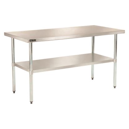 Work Table with Undershelf, Rectangular, 60 x 30 x 35, Silver Top, Silver Base/Legs1