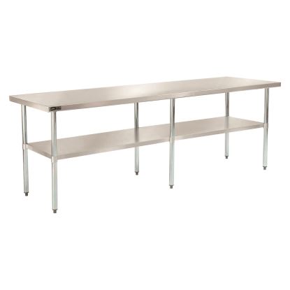 Work Table with Undershelf, Rectangular, 96 x 30 x 35, Silver Top, Silver Base/Legs1