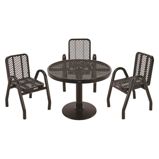 Outdoor Dining Set, Round, 36" dia x 29"h, Black Top, Black Base/Legs1