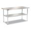 Work Table with Undershelf, Rectangular, 48 x 30 x 35, Silver Top, Silver Base/Legs1
