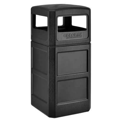 Square Plastic Waste Receptacle, Dome Lid with Open Sides, 42 gal, Black1