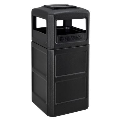 Square Plastic Waste Receptacle, Ashtray Lid with Open Sides, 42 gal, Black1