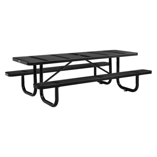 Perforated Steel Picnic Table, Rectangular, 72 x 62 x 29.5, Black Top, Black Base/Legs1