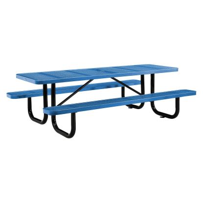 Perforated Steel Picnic Table, Rectangular, 72 x 62 x 29.5, Blue Top, Blue Base/Legs1