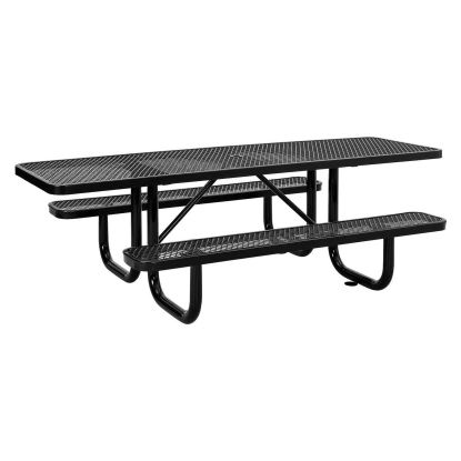 ADA Compliant Expanded Steel Picnic Table, Rectangular, 96 x 60 x 29.5, Black Top and Base1