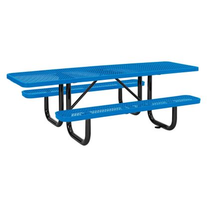 ADA Compliant Expanded Steel Picnic Table, Rectangular, 96 x 60 x 29.5, Blue Top and Base1