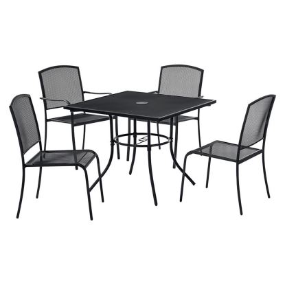 Interion Mesh Cafe Table and Chair Sets, Square, 48 x 48 x 29, Black Top, Black Base/Legs1