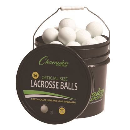 Lacrosse Balls in a Bucket, 11" x 11" Bucket with 36 White Rubber Balls1