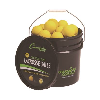 Lacrosse Balls in a Bucket, 11" x 11" Bucket with 36 Yellow Rubber Balls1