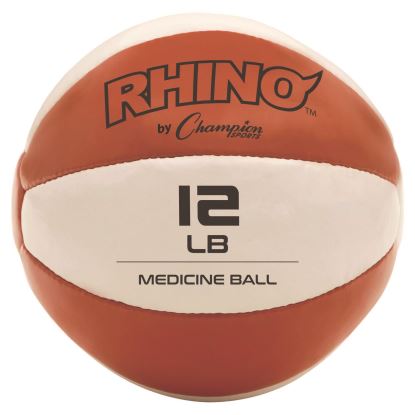 Rhino Leather Medicine Ball, 12 lb, Orange/White1