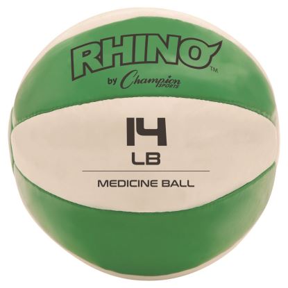 Rhino Leather Medicine Ball, 14 lb, Green/White1