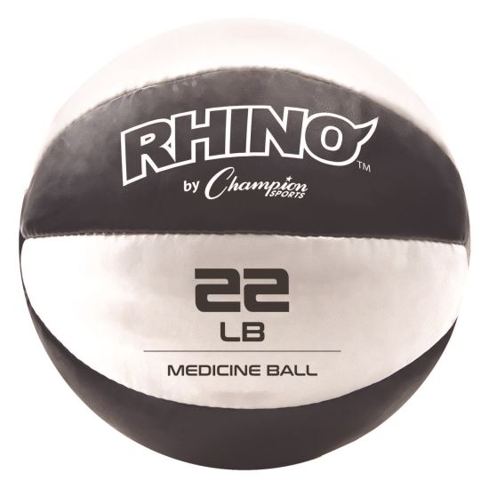 Rhino Leather Medicine Ball, 22 lb, Black/White1