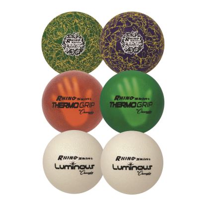 Rhino Skin Variety Dodgeball Set, 6.3" Diameter, Luminous/Spider/ThermoGrip, 6/Set1