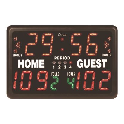 Tabletop Indoor Electronic Scoreboard, 24" x 16" x 10", Black Face, Red/Green/Yellow Graphics1