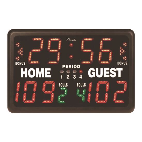 Tabletop Indoor Electronic Scoreboard, 24" x 16" x 10", Black Face, Red/Green/Yellow Graphics1