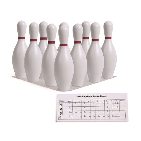 Plastic Bowling Pin Set, White, 10/Set1