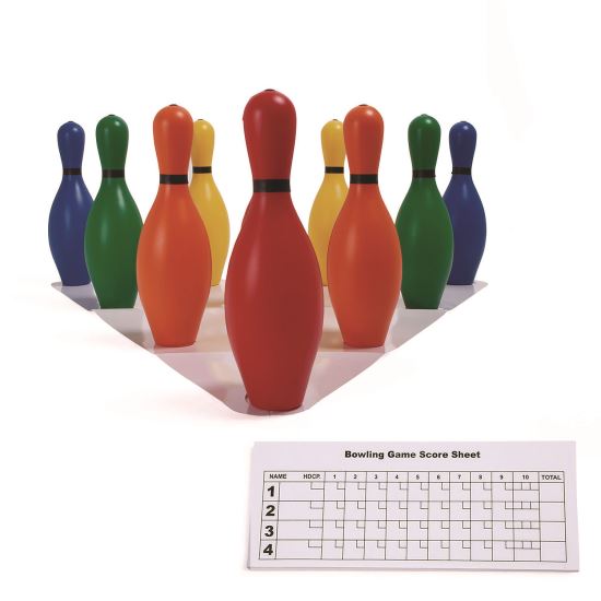 Plastic Bowling Pin Set, Assorted Colors, 10/Set1