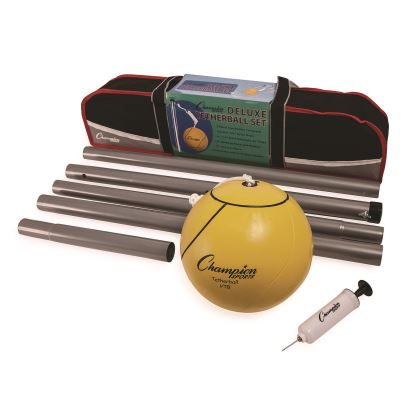 Deluxe Tether Ball Set, Tetherball/102" Cord/(4) 24" Telescoping Poles/Carry Bag/Pump with Needle1