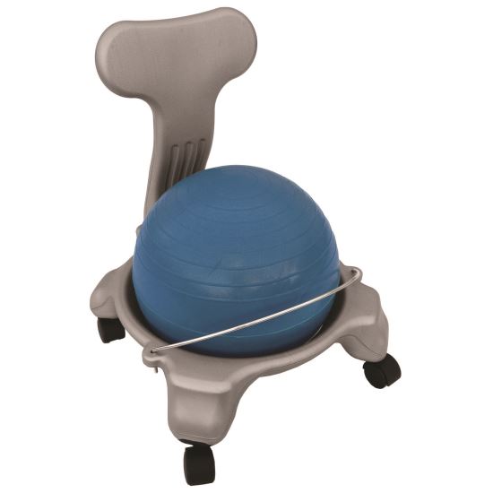 Kid's Ball Chair, Supports Up to 264 lb, 12.5" Seat Height, Blue Seat, Silver Base1