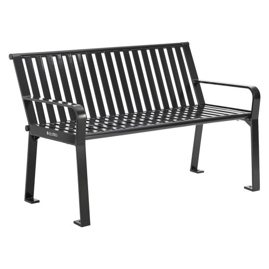 Steel Slat Benches with Back, 48 x 27 x 31, Black1