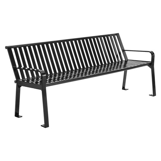 Steel Slat Benches with Back, 72 x 26 x 31, Black1