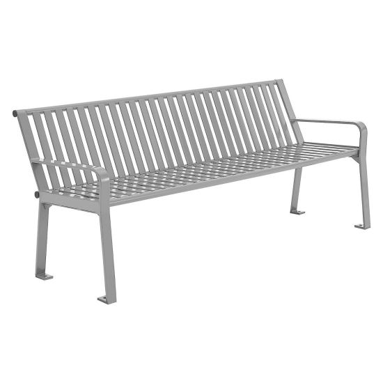 Steel Slat Benches with Back, 72 x 26 x 31, Gray1