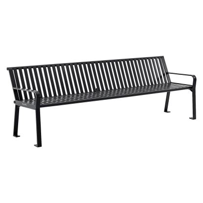 Steel Slat Benches with Back, 96 x 26 x 31, Black1