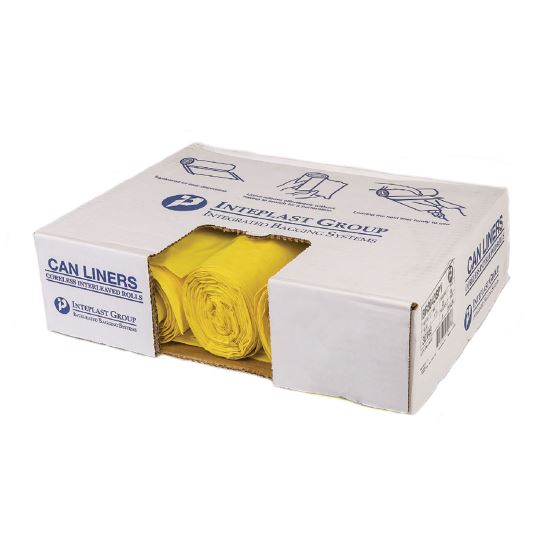 Low-Density Commercial Can Liners, Infectious Waste Biohazard, 30 gal, 1.15 mil, 30" x 43", Yellow, 25 Bags/Roll, 6 Rolls/CT1