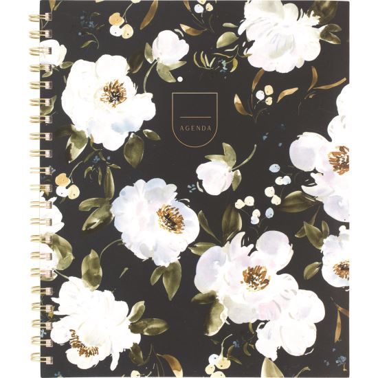 Leah Bisch Weekly/Monthly Floral Planner, Floral Artwork, 11" x 9.25", Blue/White/Gold Cover, 12-Month (Jan to Dec): 20251