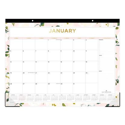 Day Designer Coming Up Roses Monthly Desk Pad Calendar, Floral Artwork, 22 x 17, Cream/Blush Sheets, 12-Month (Jan-Dec): 20251