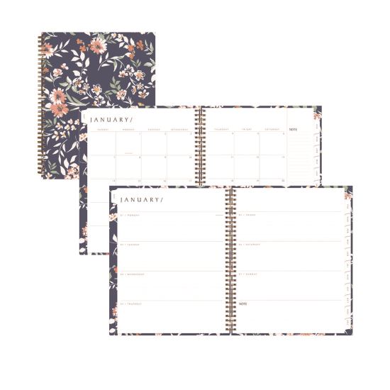 One Tree Planted Effie Weekly/Monthly Planner, Floral Artwork, 11" x 8.5", Blue/Peach/Green Cover, 12-Month (Jan-Dec): 20251