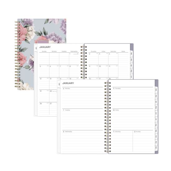 Tula Weekly/Monthly Planner, Floral Artwork, 8" x 5", Purple/Pink/White Cover, 12-Month (Jan to Dec): 20251