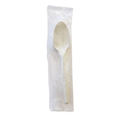 Mediumweight Wrapped Polystyrene Cutlery, Teaspoon, White, 1,000/Carton1