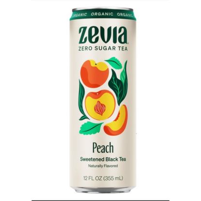 Zero Sugar Naturally Sweetened Black Tea, Peach, 12 oz Can, 12/Carton1