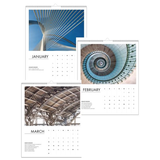 100% Recycled Abstract Architecture Photos Wall Calendar, 14 x 11, White Sheets, 12-Month (Jan-Dec): 20251