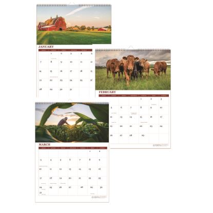 100% Recycled Farm Life Wall Calendar, 11 x 14, White/Multicolor Sheets, 12-Month (Jan-Dec): 20251