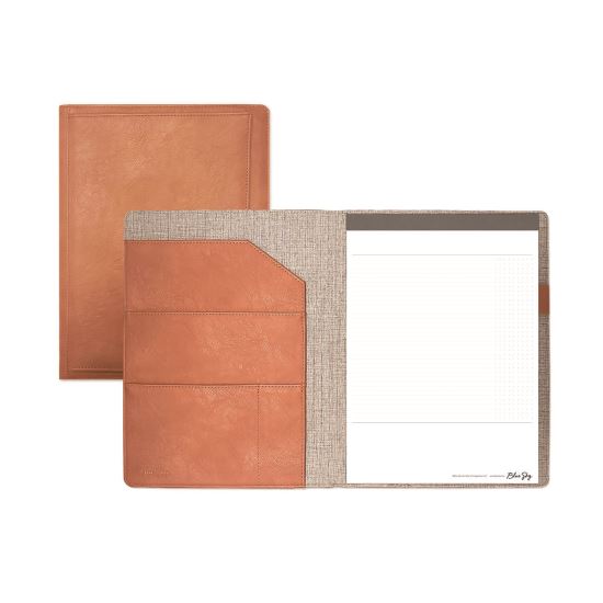 ASMBLD Professional Faux Leather Padfolio, 8.5 x 11 Pad, 9.45 x 12.13, Snap Closure, Tan1